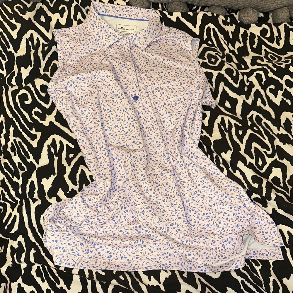 Peter Millar Pink and Blue Patterned Golf Shirt